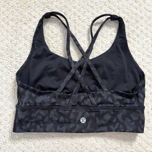 Lululemon Black Energy Longline Strappy Sports Bra in Camo Women’s Size 6 - Picture 3 of 4